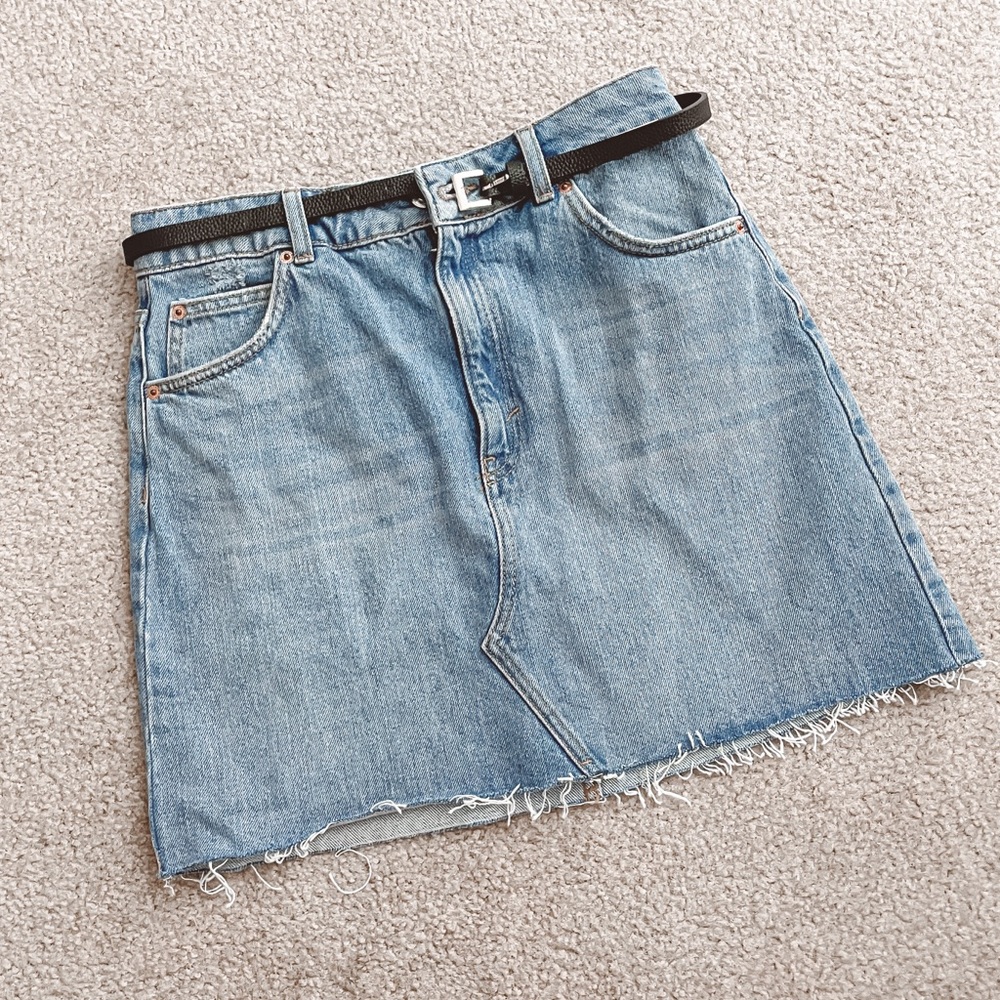 Topshop raw hem denim mini skirt - Picture 1 of 4
